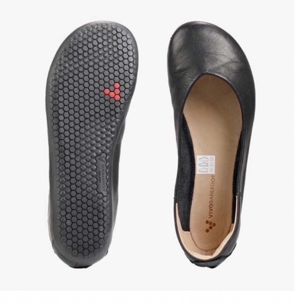 Vivobarefoot Jing Jing Black Leather Ballet Flats EUR 42L Women's Size 10.5